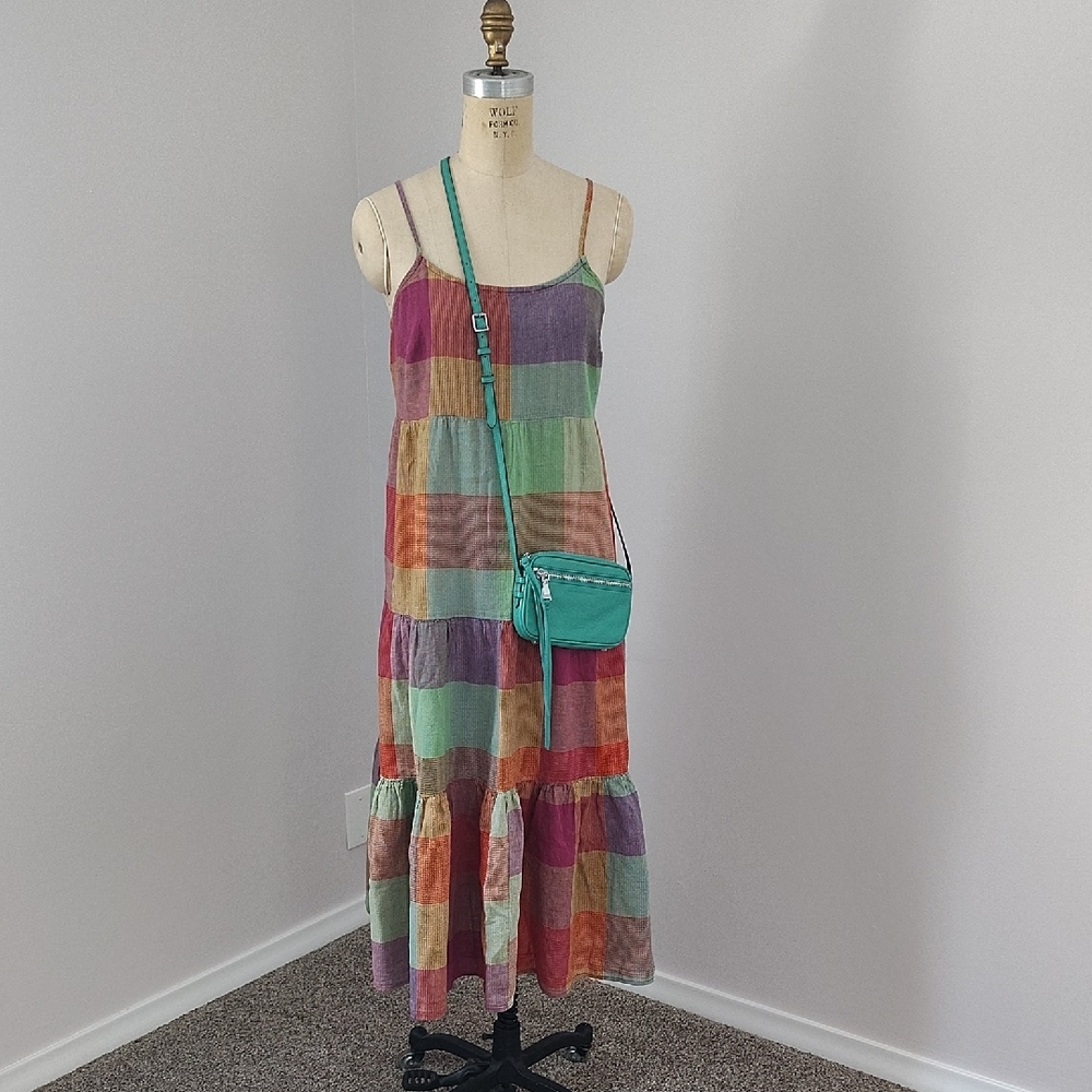 Beach Lunch Lounge Multicolor Patchwork Midi Dress
